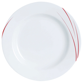 plate TORONTO PIMENT | tempered glass white red | line decor  Ø 240 mm product photo