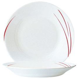 plate TORONTO PIMENT | tempered glass white red | line decor  Ø 220 mm product photo