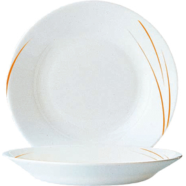 CLEARANCE | plate TORONTO PASSION | tempered glass white orange | line decor  Ø 220 mm product photo
