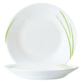 Clearance | plate TORONTO EDEN | tempered glass green white | line decor  Ø 220 mm product photo