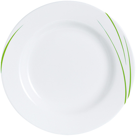 CLEARANCE | plate TORONTO EDEN | tempered glass green white | line decor  Ø 240 mm product photo