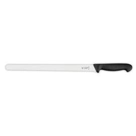 Salamimesser mit Wellenschliff, blade length: 28 cm, handle with medium volume made of particularly non-slip and pleasantly grippy material, color: black, chamfered protection nose, suitable for almost all applications product photo