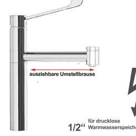 Spültischbatterie xara | for non-pressurized hot water storage tanks | long lever on a pillar product photo