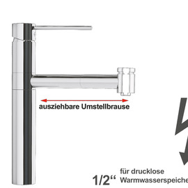 Spültischbatterie xara | for non-pressurized hot water storage tanks | lever straight on a pillar outreach 210 mm product photo