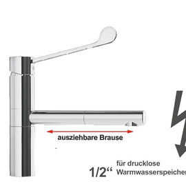Spültischbatterie xara | for non-pressurized hot water storage tanks | long lever outreach 230 mm product photo