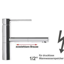 Spültischbatterie xara | for non-pressurized hot water storage tanks | lever straight outreach 230 mm product photo