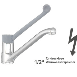 Spültischbatterie juna | for unpressurized storage | long lever | grey outreach 230 mm product photo