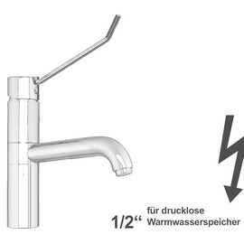 Spültischbatterie zaya | for non-pressurized hot water storage tanks | lever bent on a pillar outreach 250 mm product photo