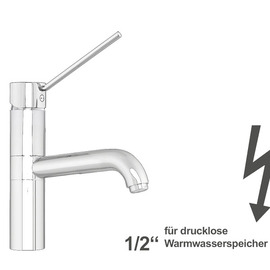 Spültischbatterie zaya | for non-pressurized hot water storage tanks | lever straight on a pillar outreach 250 mm product photo