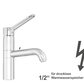 Spültischbatterie taya | for non-pressurized hot water storage tanks | short ring lever on a pillar outreach 250 mm product photo