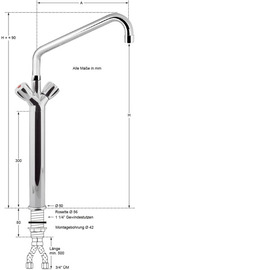 Column battery profi 3/4" H 620 mm | two-handle mixer tap outreach 250 mm product photo  S