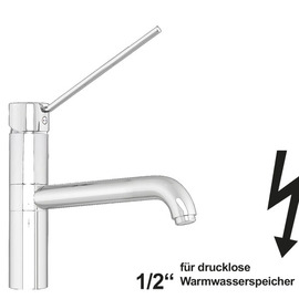 Spültischbatterie zaya | for non-pressurized hot water storage tanks | long lever on a pillar outreach 300 mm product photo