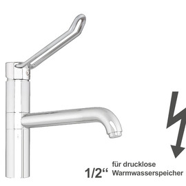 Spültischbatterie zaya | for non-pressurized hot water storage tanks | longer ringhebel on a pillar outreach 300 mm product photo
