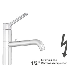 Spültischbatterie taya | for non-pressurized hot water storage tanks | short ring lever on a pillar outreach 300 mm product photo