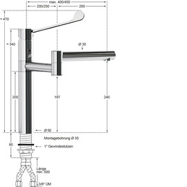 Spültischbatterie xara | long lever on a pillar outreach 250 - 400 mm product photo