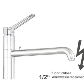Spültischbatterie taya | for non-pressurized hot water storage tanks | short ring lever on a pillar outreach 400 mm product photo