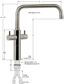 Column battery ximax 3/4" | two-handle mixer tap outreach 400 mm product photo  S