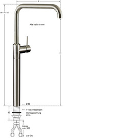 Column battery Master 3/4" C-spout straight | lever mixer tap outreach 350 mm product photo  S