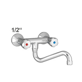 Wall mounted battery 1/2" outreach 250 mm | Pentachrome metal handle swiveling 180 ° product photo