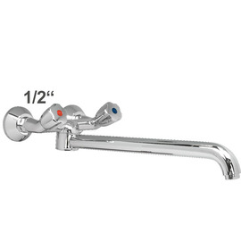 Wall mounted battery 1/2" outreach 400 mm swivel spout below product photo