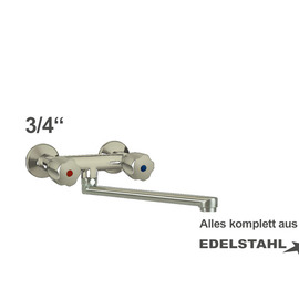 Wall mounted battery CLASSIC 3/4" stainless steel outreach 250 mm swivel spout below product photo
