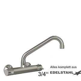 Wall mounted battery ETHERM 3/4" stainless steel outreach 250 mm C-spout angled product photo