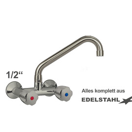 Wall mounted battery CLASSIC 1/2" outreach 250 mm C-spout angled product photo