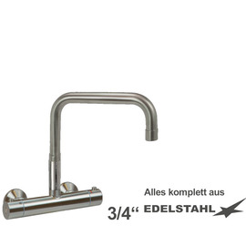 Wall mounted battery ETHERM 3/4" stainless steel outreach 250 mm raised C-spout straight product photo