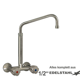 Wall mounted battery CLASSIC 1/2" outreach 250 mm high C-spout slanted product photo