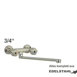 Wall mounted battery CLASSIC 3/4" stainless steel outreach 300 mm swivel spout below product photo