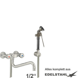 multi-purpose cleaning kit vaxia two-handle mixer tap wall-mounted black shower | hose length 1200 mm product photo