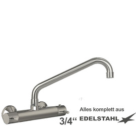 Wall mounted battery ETHERM 3/4" stainless steel outreach 300 mm C-spout angled product photo