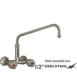 Wall mounted battery CLASSIC 1/2" outreach 450 mm raised C-spout slanted product photo