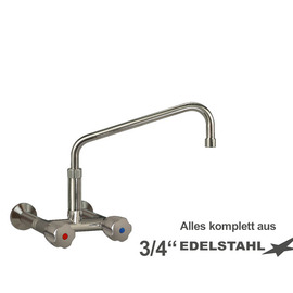 Wall mounted battery CLASSIC 3/4" stainless steel outreach 300 mm | Wall distance extension 80 mm product photo
