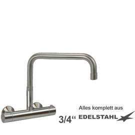 Wall mounted battery ETHERM 3/4" stainless steel outreach 300 mm raised C-spout straight product photo