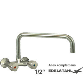Wall mounted battery CLASSIC 1/2" outreach 350 mm C-spout straight product photo