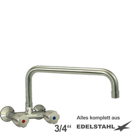 Wall mounted battery CLASSIC 3/4" outreach 350 mm raised C-spout straight product photo