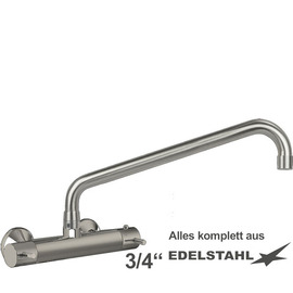 Wall mounted battery ETHERM 3/4" stainless steel outreach 450 mm C-spout angled product photo