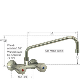 Wall mounted battery CLASSIC 1/2" outreach 450 mm C-outlet product photo