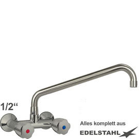 Wall mounted battery CLASSIC 1/2" outreach 450 mm C-spout angled product photo