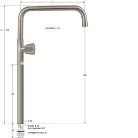 pillar valve clarix 3/4" outreach 400 mm | foot extension 300 mm C-spout straight product photo  S