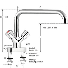 two-handle mixer block battery chief C-spout straight outreach 300 mm product photo  S