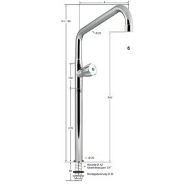 pillar valve 3/4" outreach 250 mm discharge height 550 mm product photo