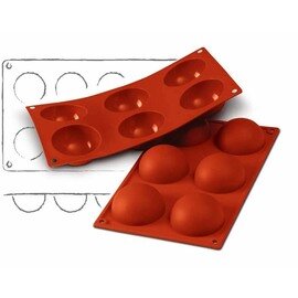 baking mould GN 1/3  • half-sphere | 6-cavity | mould size Ø 70 x 35 mm  L 300 mm  B 175 mm product photo