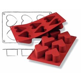 baking mould GN 1/3  • heart | 6-cavity | mould size Ø 65 x 40 mm  L 300 mm  B 175 mm product photo