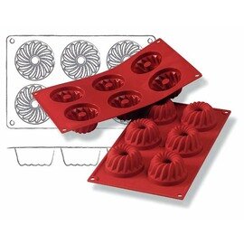 baking mould GN 1/3  • wreath  • rodon | 6-cavity | mould size Ø 70 x 36 mm  L 300 mm  B 175 mm product photo