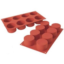silicone baking mould GN 1/3  • Cylinder medium | 8-cavity | mould size Ø 63 mm x H 40 mm  L 300 mm  B 175 mm product photo