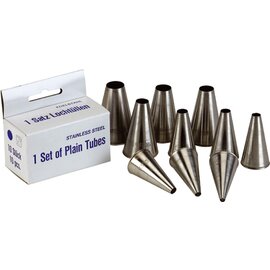 round piping nozzle set opening Ø 4 - 15 mm set of 10 stainless steel shiny product photo