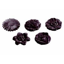 chocolate mould  • round  • flowers | 10-cavity | mould size Ø 43 x 5 mm  L 275 mm  B 135 mm product photo