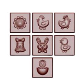 chocolate mould  • 7 Easter characters | 21-cavity | mould size 31 x 31 x H 9 mm  L 275 mm  B 135 mm product photo